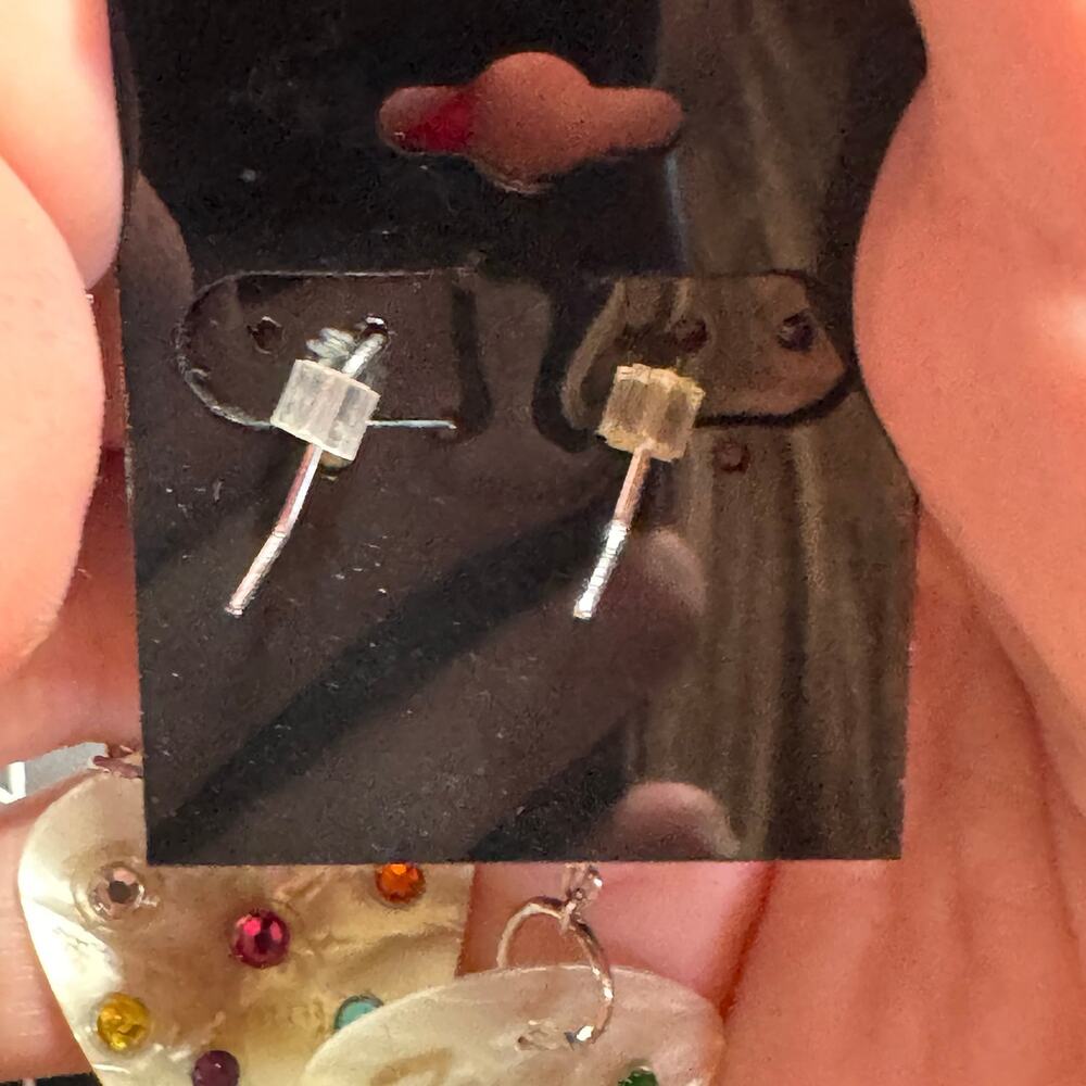 Handmade Fender Guitar Pick Cupcake Earrings Pearl Rhinestone Dangle Kawaii - Picture 7 of 7